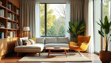 Modern Living Room with Natural Light and Cozy Ambiance