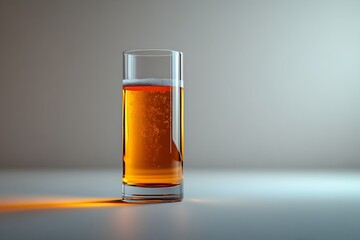 Rendering of Half-Filled Transparent Beer Glass on Isolated Background