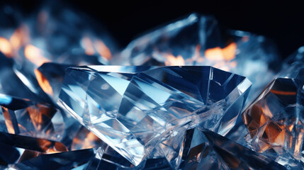 Abstract Crystal Structure with Blue Light Reflections