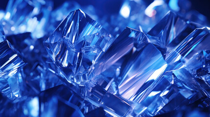 Abstract Crystal Structure with Blue Light Reflections