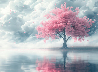Artwork featuring fantasy surreal landscapes in pastel colors 
