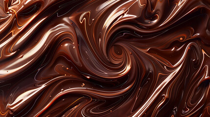 smooth melted chocolate background with brown liquid swirls, ideal for showcasing rich chocolate...