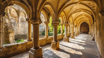 Obraz premium Medieval Marvel: Romanesque Cloisters at Cathedral of the Holy Saviour, Aix-en-Provence, France