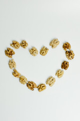Heart-Shaped Pattern Made of Walnuts