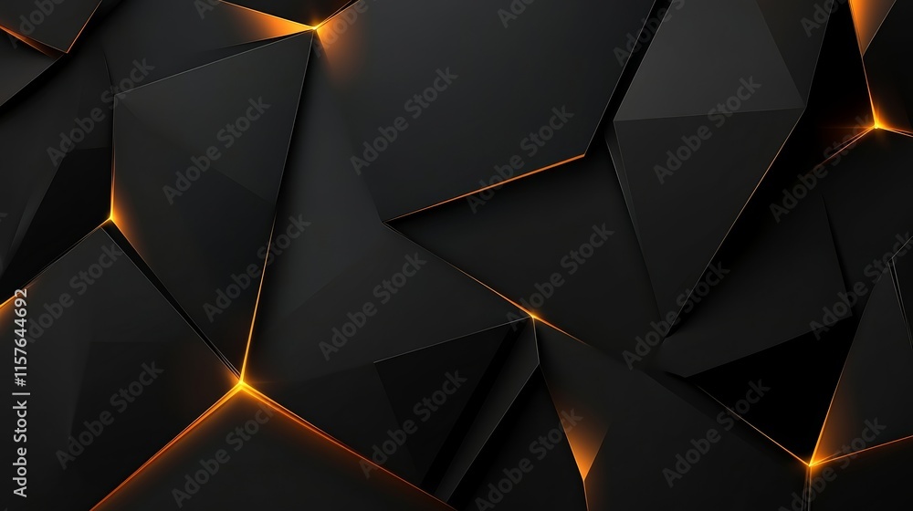 Poster abstract dark geometric background with glowing edges