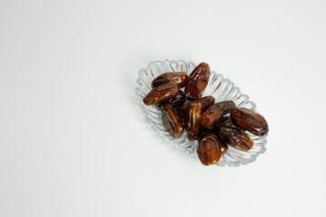 Sweet Dried Dates in Glass Dish