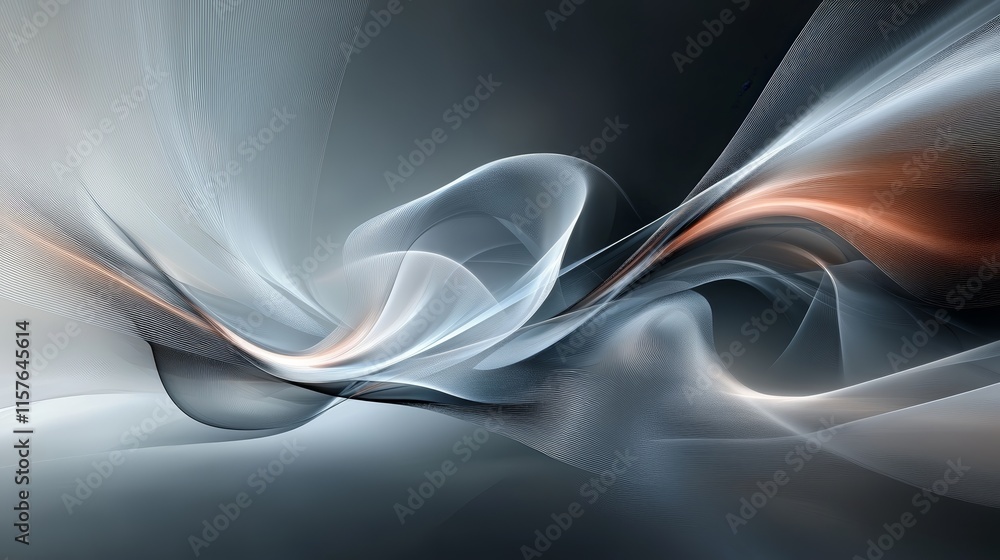 Aufkleber abstract gray and white flowing lines design