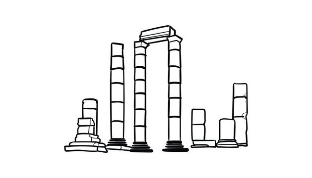 black and white ancient ruins sketch clip art preview