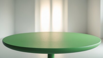 a close up of a green round table in a room