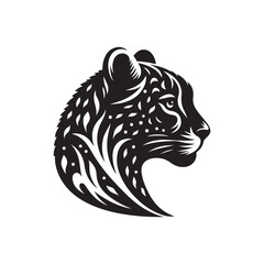 Black Color Cheetah silhouette design Vector Illustration, Solid White Background 4.eps