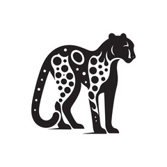 Black Color Cheetah silhouette design Vector Illustration, Solid White Background 6.eps