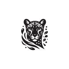 Black Color Cheetah silhouette design Vector Illustration, Solid White Background 13.eps