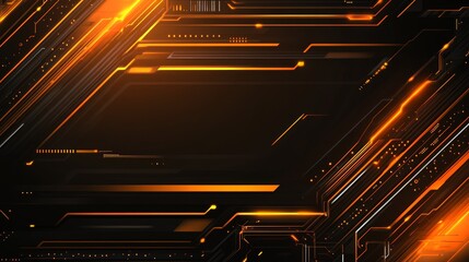 Abstract tech background with orange and black glowing lines