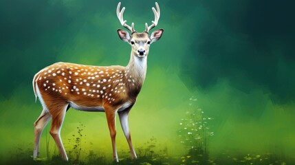 Spotted Deer Standing in a Sunny Meadow