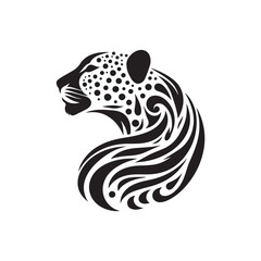 Black Color Cheetah silhouette design Vector Illustration, Solid White Background 16.eps