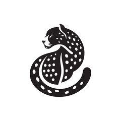 Black Color Cheetah silhouette design Vector Illustration, Solid White Background 19.eps