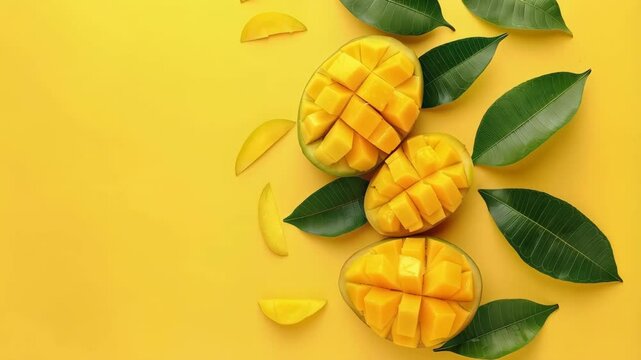 tasty mango fruit over orange background