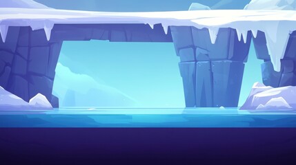 Ice Arch in Serene Arctic Landscape with Calm Water Reflection