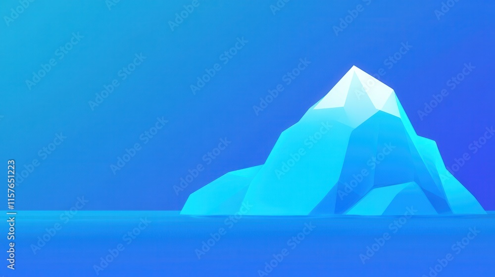 Poster abstract iceberg on blue background representing isolation and calmness