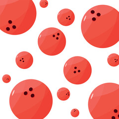 Naklejka premium Seamless pattern with red bowling balls on white background. Vector illustration.