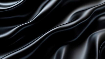 Fototapeta premium Luxurious Black Satin Abstract Background with Flowing Curves and Shadows