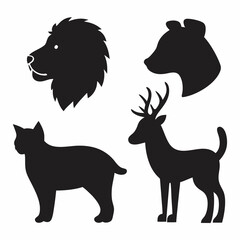 Simple Black Silhouettes of Various Animals