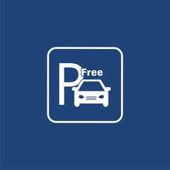 Free Parking text  icon isolated on blue background.