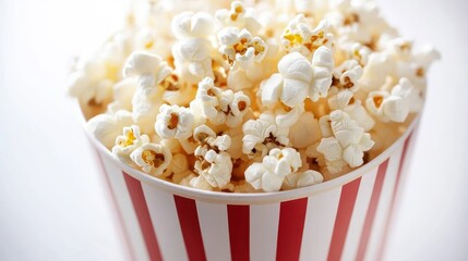 Classic Striped Bucket of Overflowing Popcorn