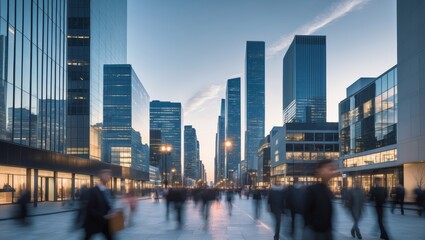 Naklejka premium Cityscape Busy Business District Background