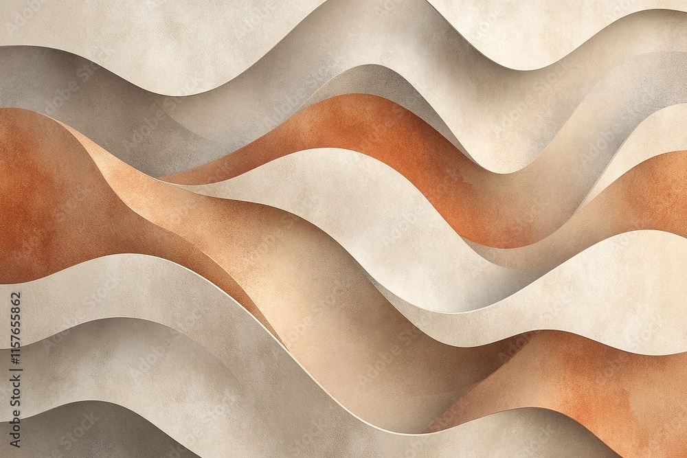 Poster flowing layers create dynamic visual experience, blending earthy