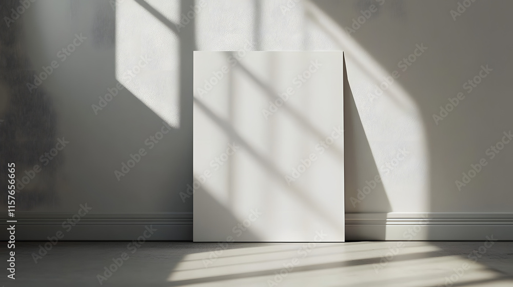 Poster mock up window shadow light blank frame