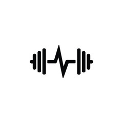 Dumble with heart rate icon Heart Pulse Icon on Black and White Vector Backgrounds