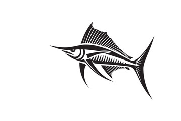 Obraz premium simple black an white sword fish vector silhouette isolated on a white background
