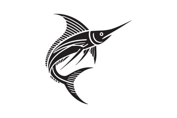 simple black an white sword fish vector silhouette isolated on a white background