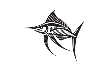 simple black an white sword fish vector silhouette isolated on a white background