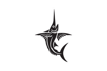 simple black an white sword fish vector silhouette isolated on a white background