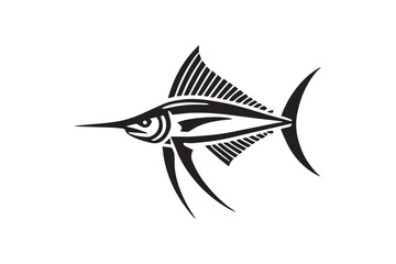 simple black an white sword fish vector silhouette isolated on a white background