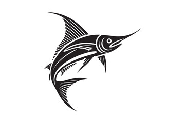 simple black an white sword fish vector silhouette isolated on a white background