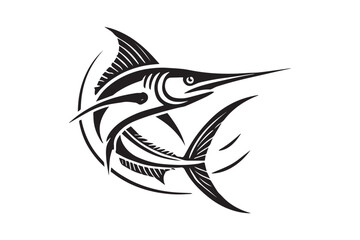 simple black an white sword fish vector silhouette isolated on a white background