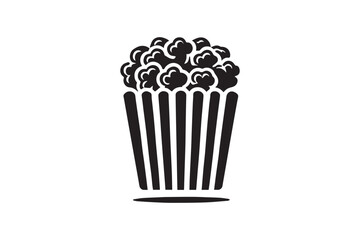 simple black an white popcorn vector silhouette isolated on a white background