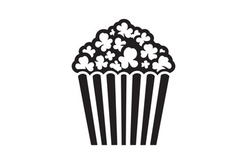 simple black an white popcorn vector silhouette isolated on a white background