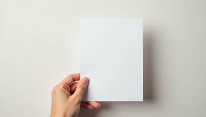 Obraz premium Blank White Paper Held in Hand - Simple Minimalist Design