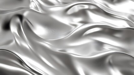 Fototapeta premium Abstract Silver Fabric Draped Softly Undulating
