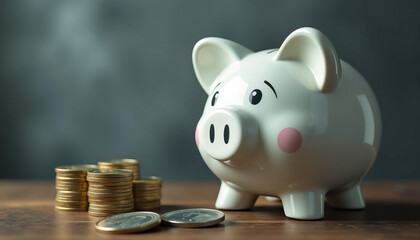 Cute Piggy Bank and Coins: Saving for a Brighter Future