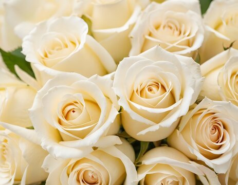bouquet of white beautiful roses background closeup shot valentine's day celebration concept