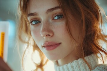 Close-up young woman brushing her hair and have many hair loss on the comb, Generative AI