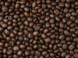 Obraz premium Dark roasted coffee beans, isolated on black background, coffee beans, abstract, aroma