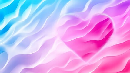 Obraz premium Pastel Heart Wave Abstract - Love, romance, serenity, fluidity, abstract art. Soft pastel colors create a calming mood.