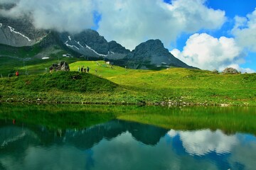 Austrian Alps - view of the lake near Karhorn mountain in the Lechtal Alps