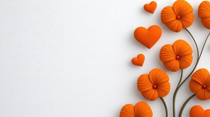 Creative floral arrangement with hearts studio graphic design minimalist close-up love concept